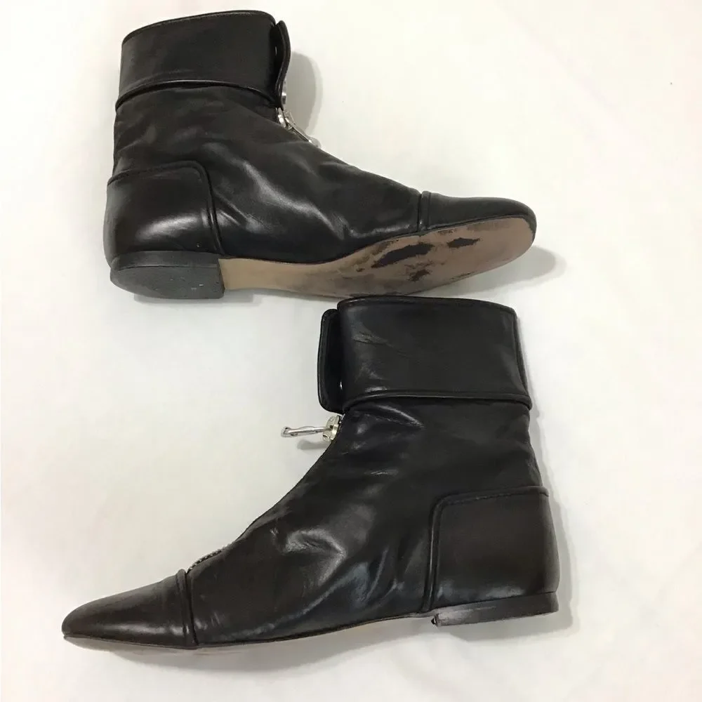 Zara Woman Black Studio Flat Ankle Zip Boots Size 39 - Picture 6 of 10
